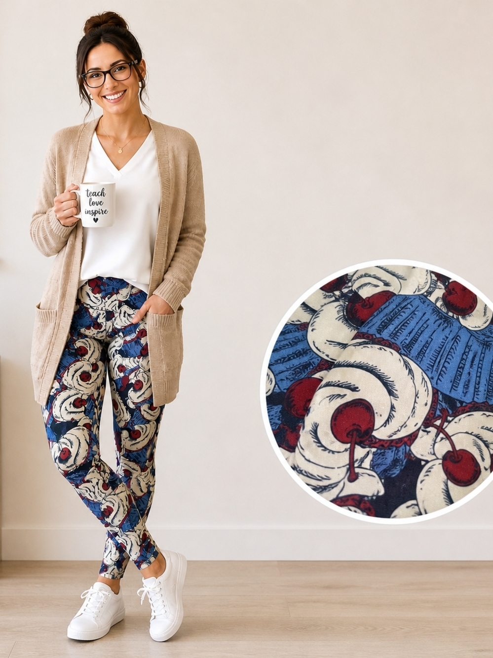 LuLaRoe Cupcake Print Leggings OS One Sz #897